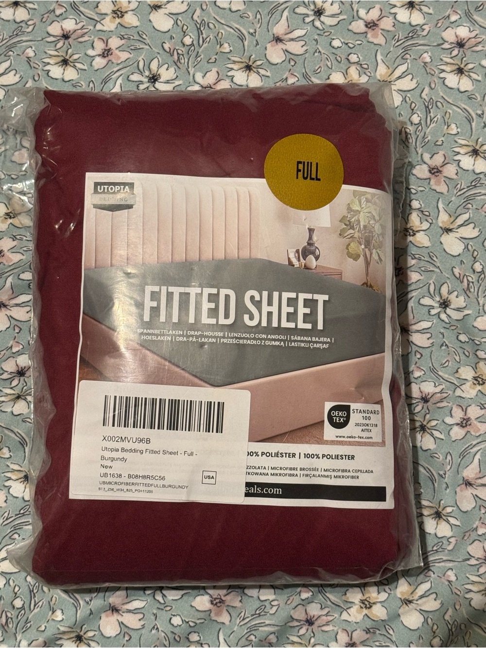 Topia Burgundy Fitted Sheet - Full Size